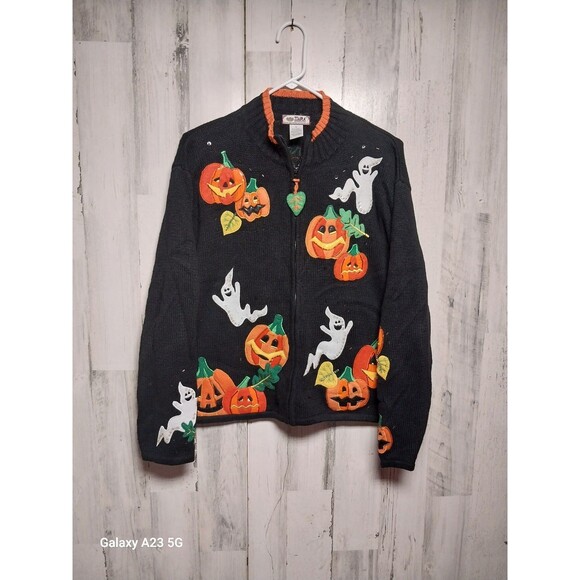Tiara International Women's XL Halloween Cardigan - Picture 1 of 6
